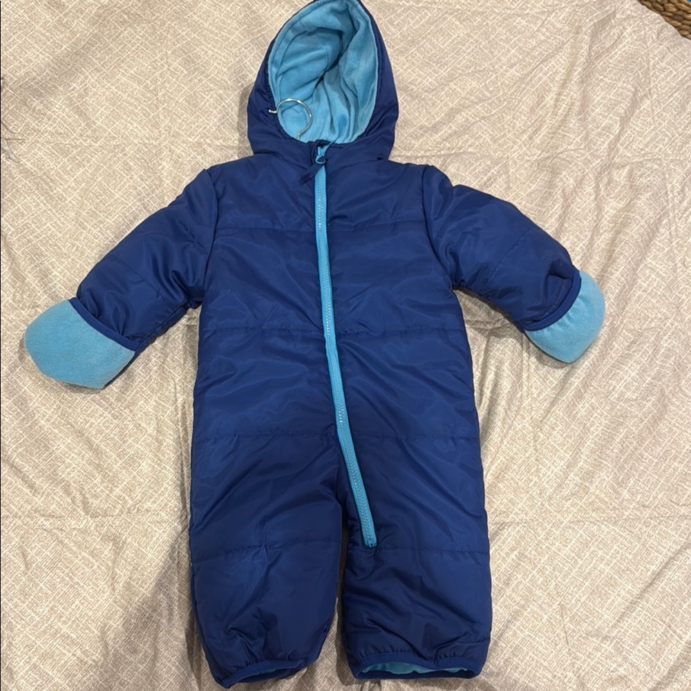 Blue Hooded Baby Snowsuit